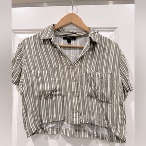 Forever 21 Green + White stripes crop top